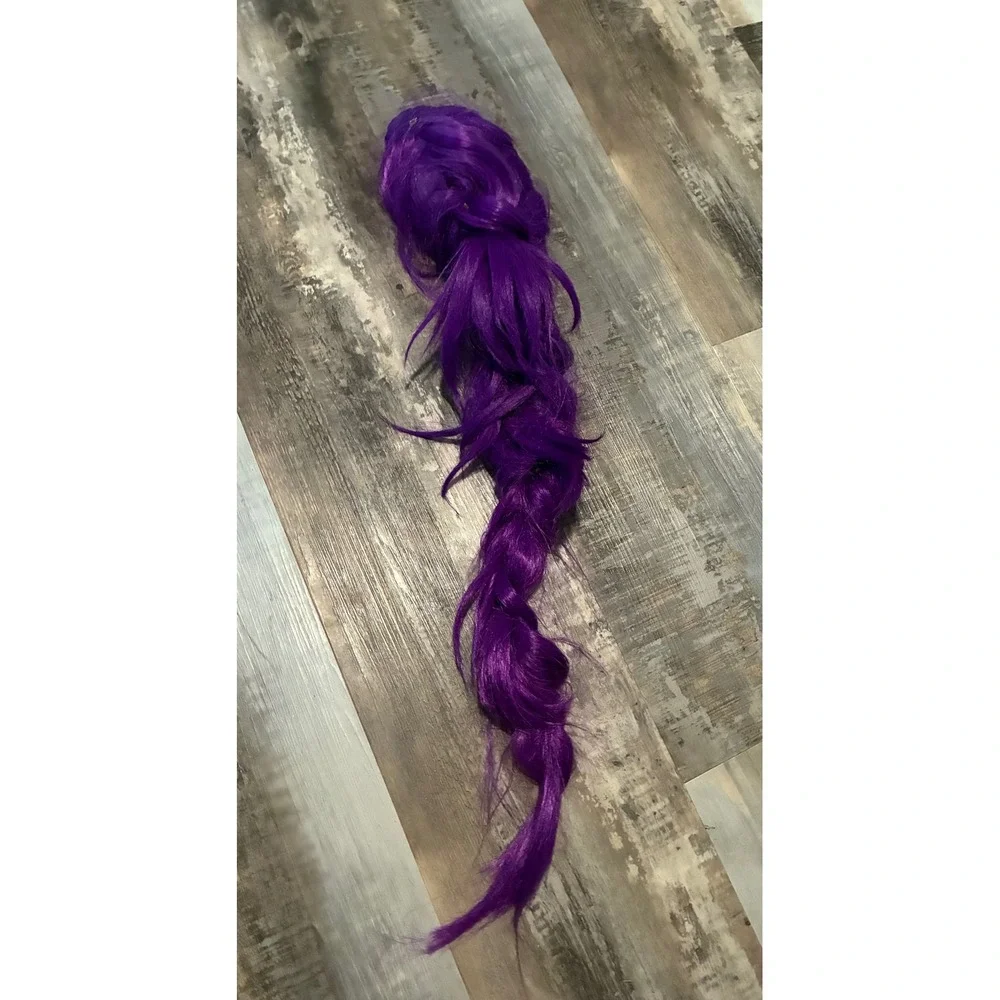 Purple Braided Costume Wig Long Synthetic Hair Kids Dress Up Cosplay Halloween